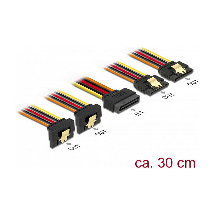 Delock SATA Power Y-kabel razdjelnik 1x muški na 4x ženski (2x ravni, 2x kutni), 30 cm-1