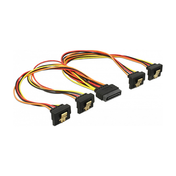 DELOCK SATA razdjelnik za napajanje 15-pin (M) na 4x 15-pin (Ž) kutni, 30cm-0