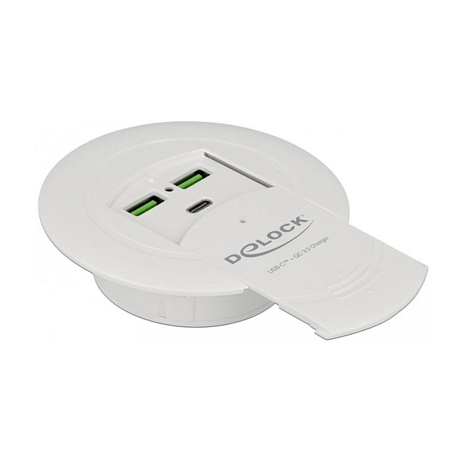 Ugradbeni punjač DELOCK 64065 za stol, USB-C PD 85W + USB-A QC 3.0