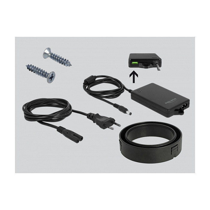 Ugradbeni punjač DELOCK 64065 za stol, USB-C PD 85W + USB-A QC 3.0-2