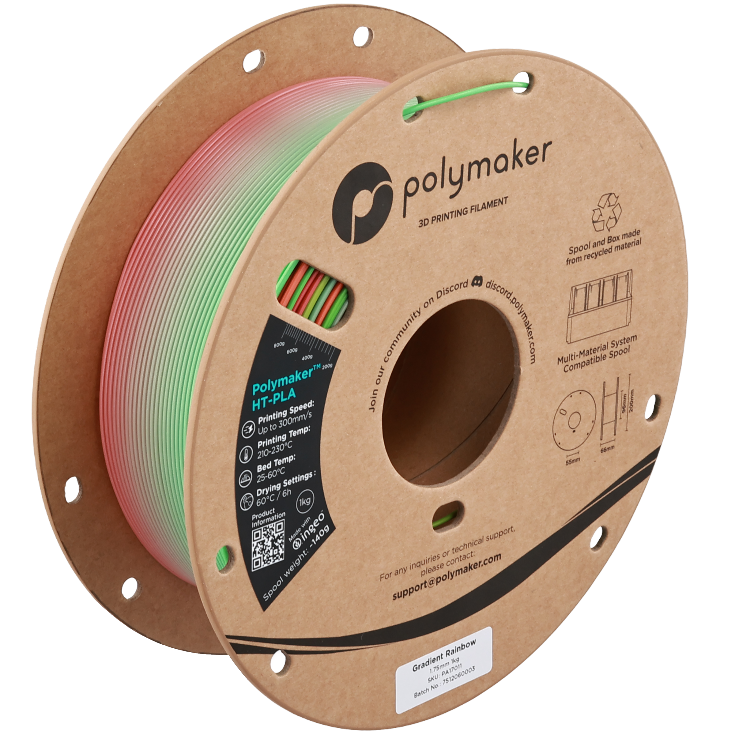 Filament za 3D printer POLYMAKER PolyLite PLA 1.75mm 1kg (Gradient Rainbow)-0