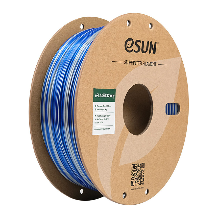 Filament za 3D printer ESUN ePLA-Silk Candy 1.75mm (1kg) Silver Blue boja-0
