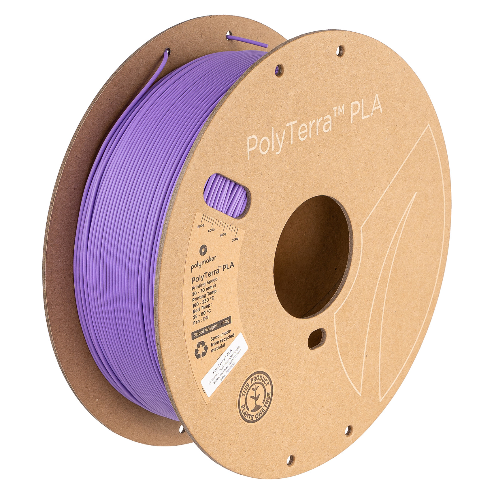 Filament za 3D printer POLYMAKER PolyLite PLA 1.75mm (1kg, Lavender Purple)-0