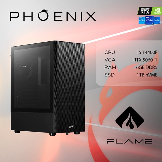 Računalo Phoenix FLAME X-504 Intel i5 14400F/16GB DDR5/NVME SSD 1TB/RTX 5060 TI 8GB/600W 80+-0