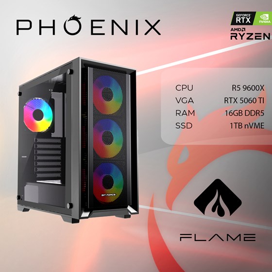 Računalo Phoenix FLAME X-506 AMD Ryzen 5 9600X/16GB DDR5/NVME SSD 1TB/RTX 5060 TI 8GB/600W 80+-0