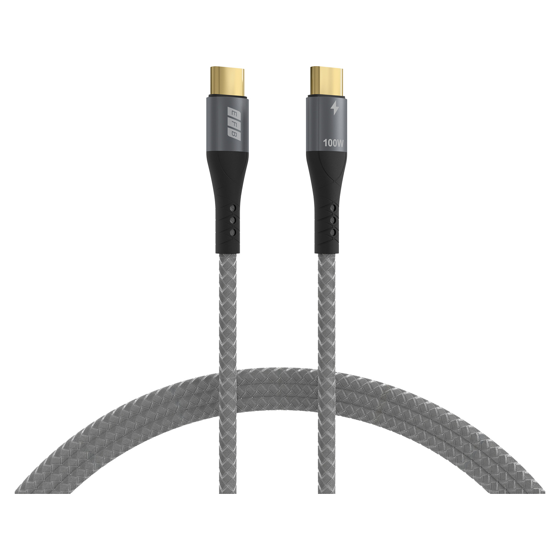EFB USB-C kabel, 100W PD 3.0, 5A, E-Marker, 3m, sivi
