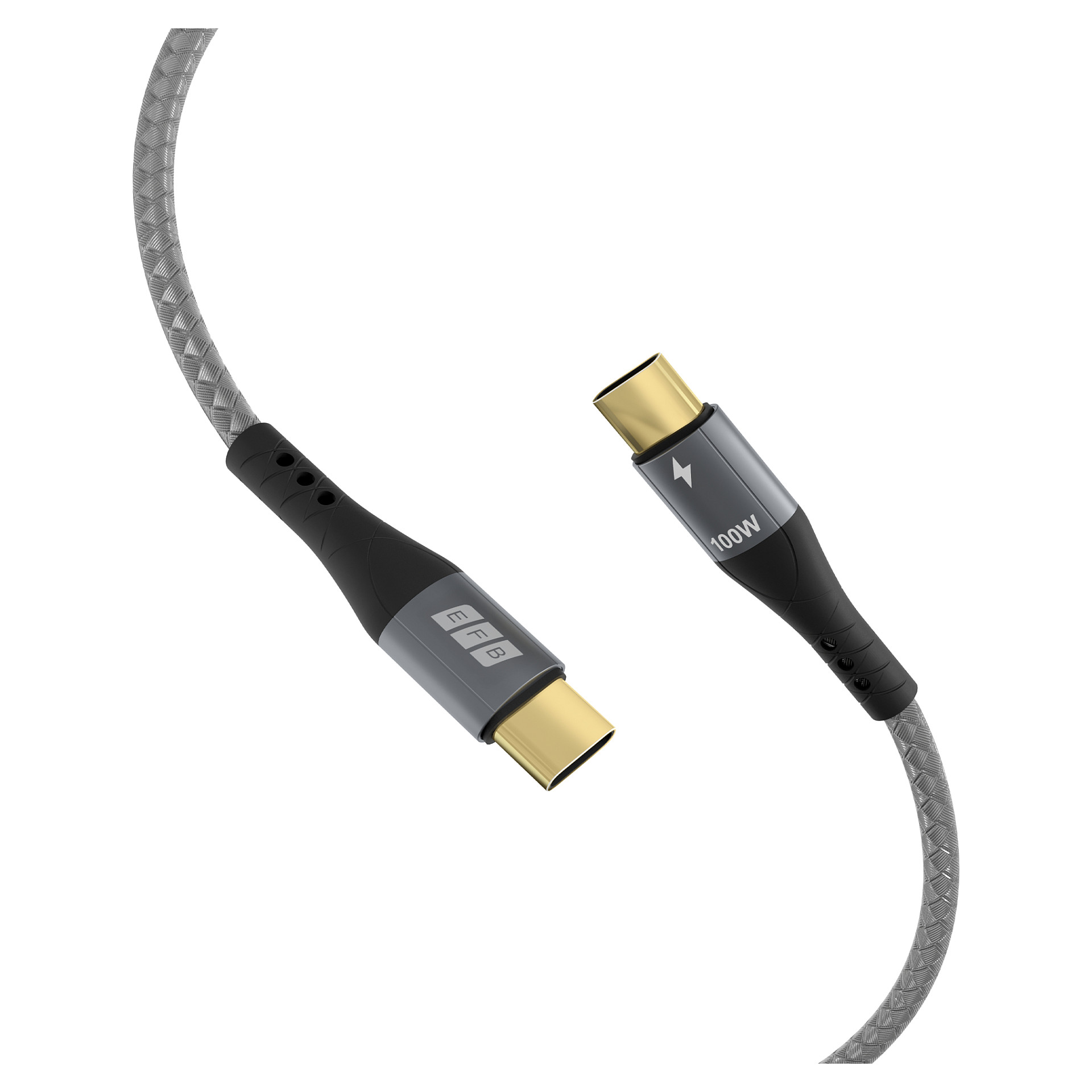 EFB USB-C kabel, 100W PD 3.0, 5A, E-Marker, 3m, sivi-2