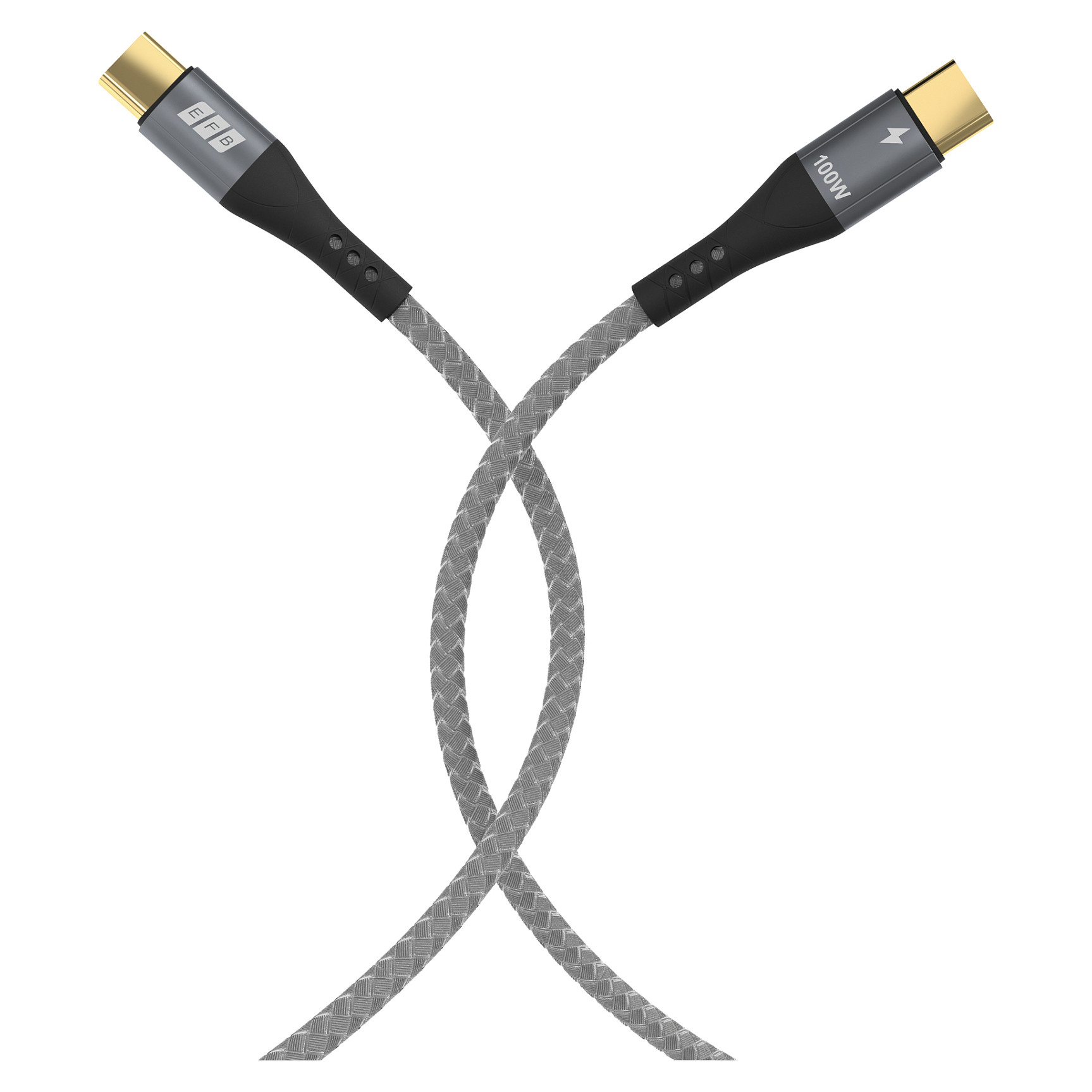 EFB Elektronik USB-C kabel, 100W PD 3.0, 5A, E-Marker, 0.5m, sivi-0