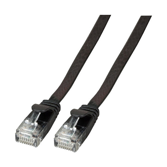 Mrežni kabel EFB ELEKTRONIK Cat.6A U/UTP 0.25m plosnati, crna boja