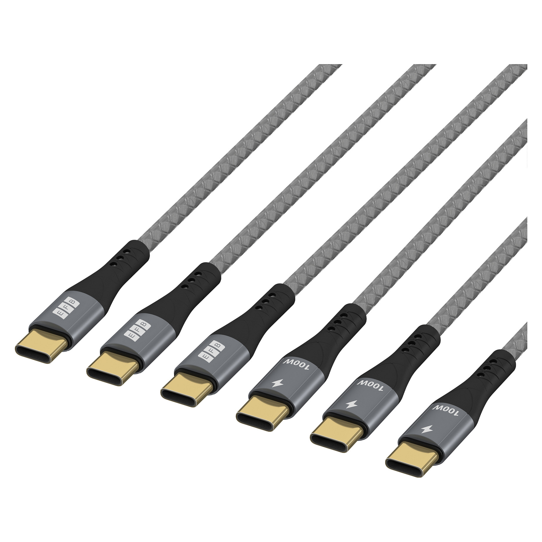Set USB-C kabela EFB ELEKTRONIK 100W PD 3.0 (0.5m + 1m + 2m), siva boja-1