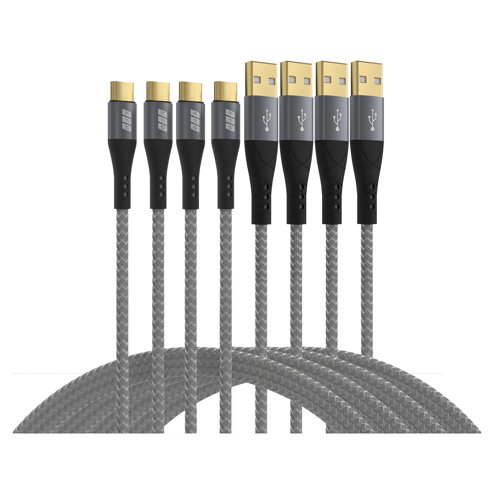 Set kabela EFB ELEKTRONIK USB-A na USB-C 4-u-1 (60W, QC) siva boja