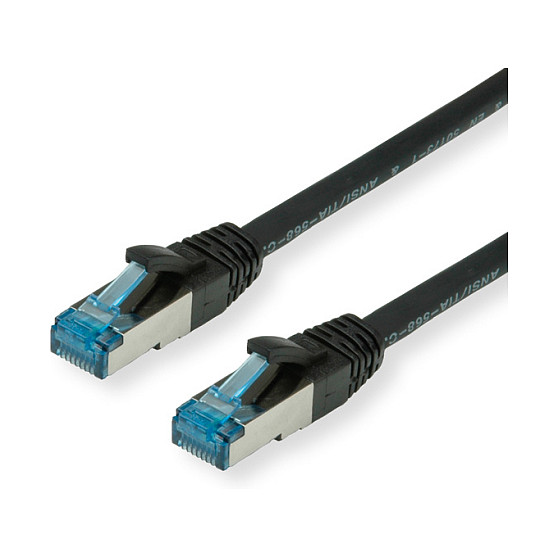 Mrežni kabel VALUE Cat.6A S/FTP, 0.5m, crna boja