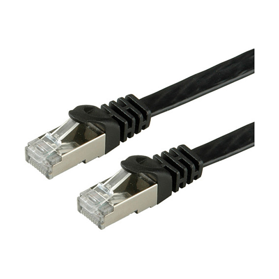 Mrežni kabel VALUE Cat.6 U/FTP plosnati, 0.5m, crna boja-0