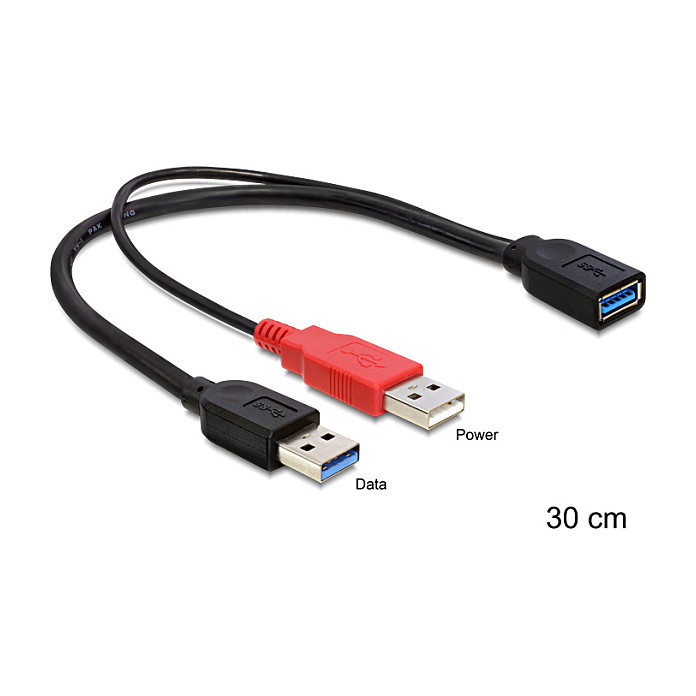 Kabel DELOCK USB 3.0 Y 2x USB-A (M) na USB-A (Ž), 0.3m