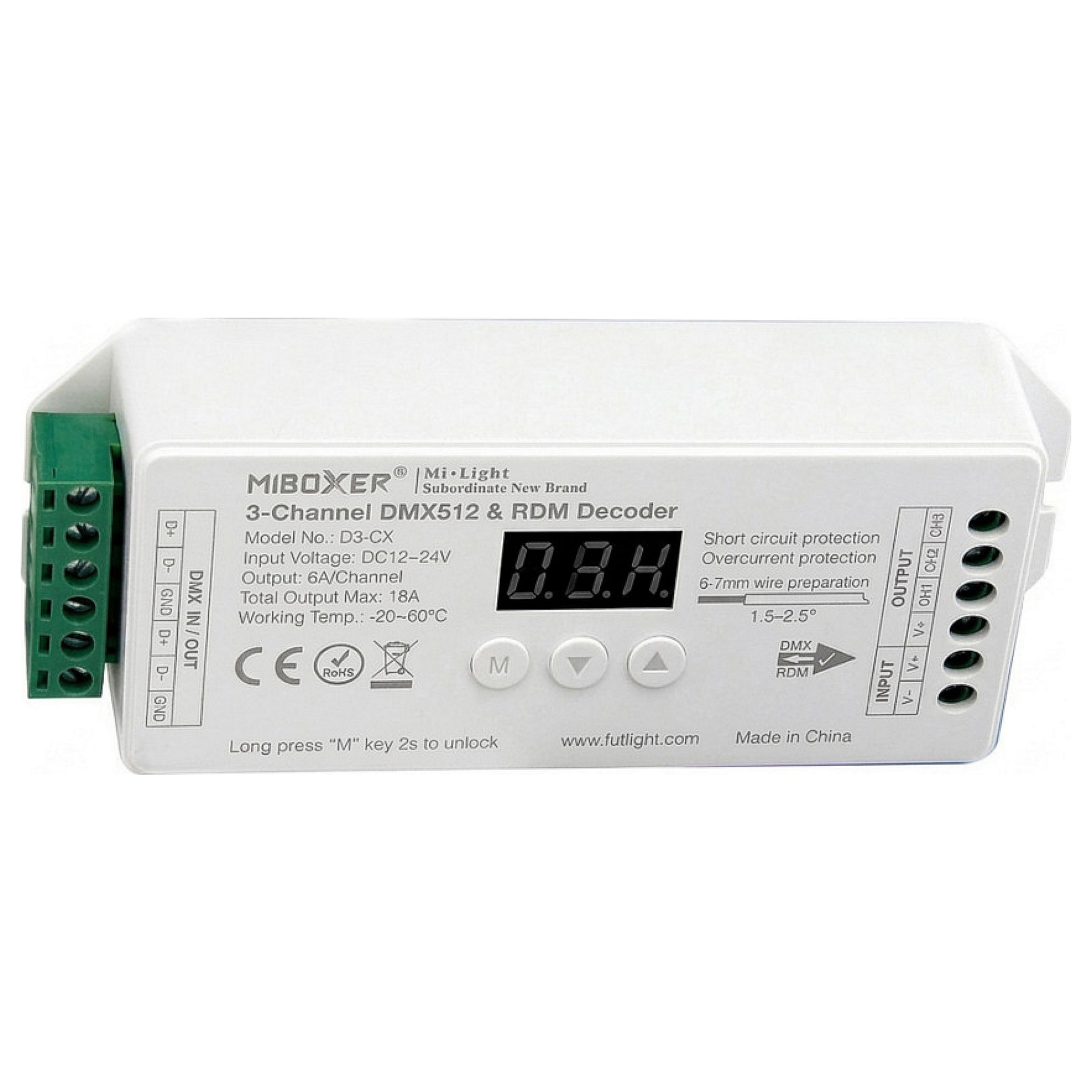DMX512 LED kontroler MIBOXER DMX3, 3 kanala