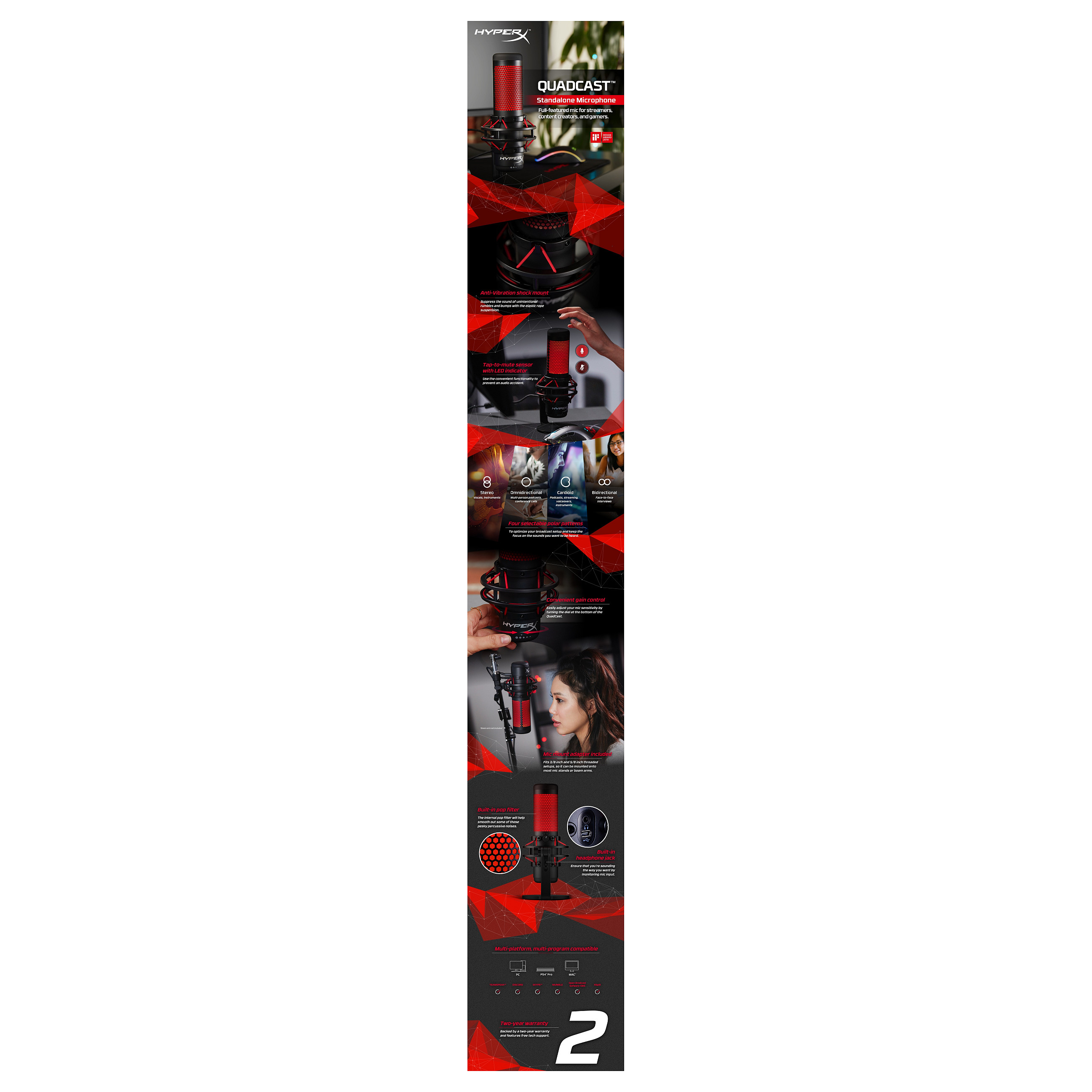 Mikrofon HYPERX QuadCast S (bijela boja)-8