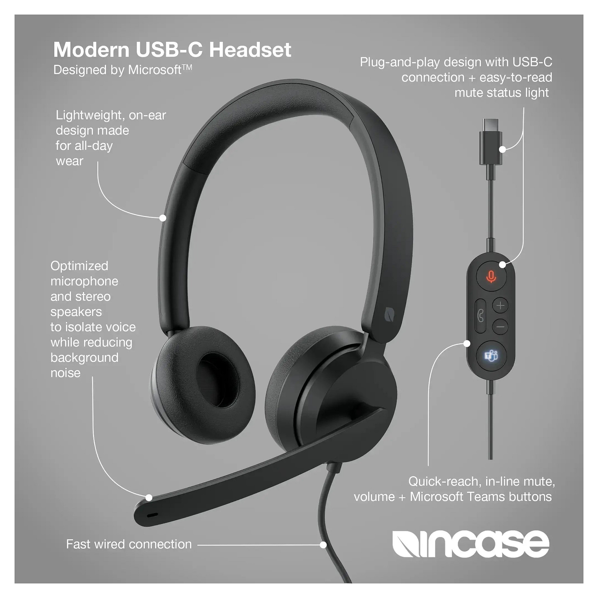 Slušalice INCASE Modern USB-C Headset (USB-C, mikrofon)-2