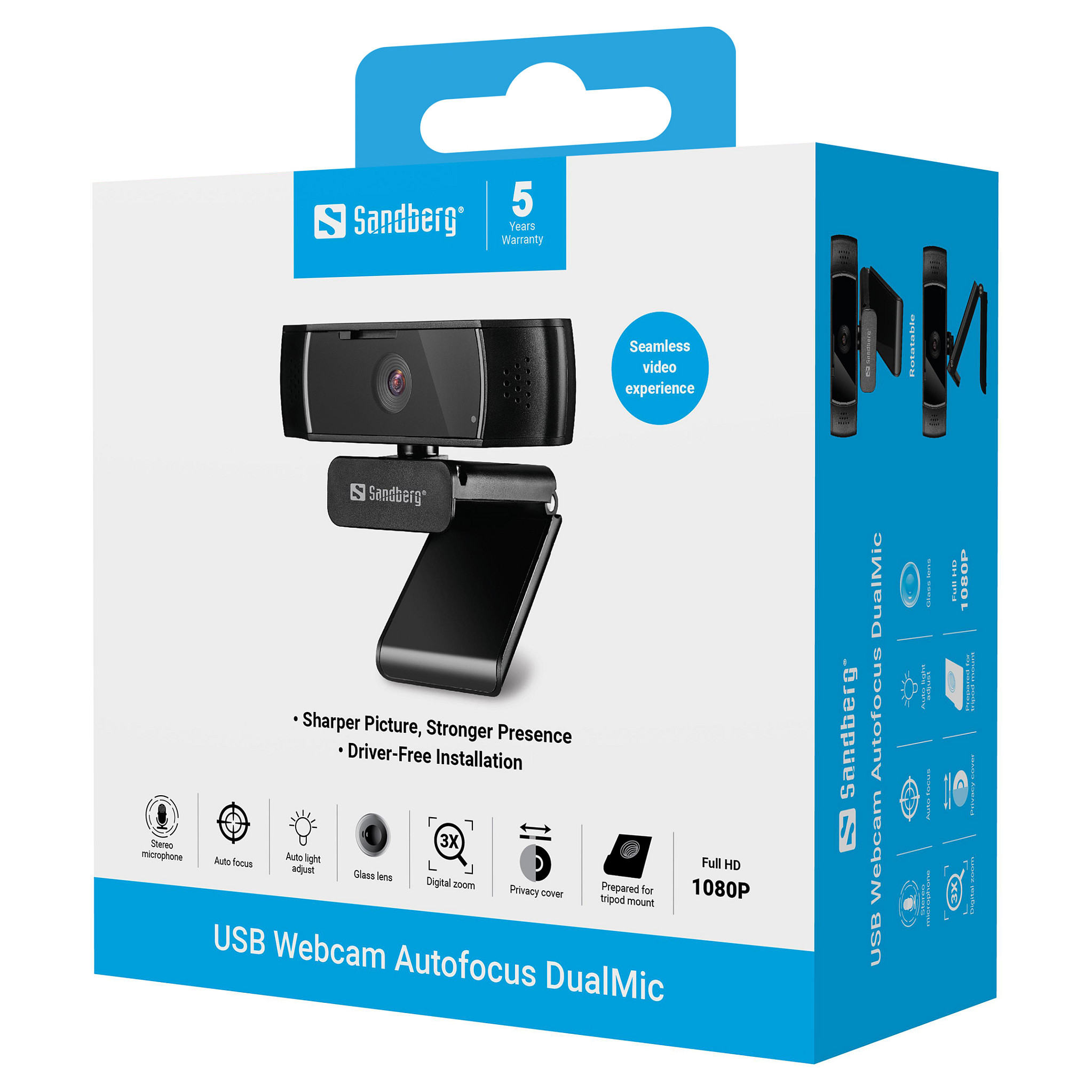 Web kamera SANDBERG USB Autofocus DualMic 1080p-6