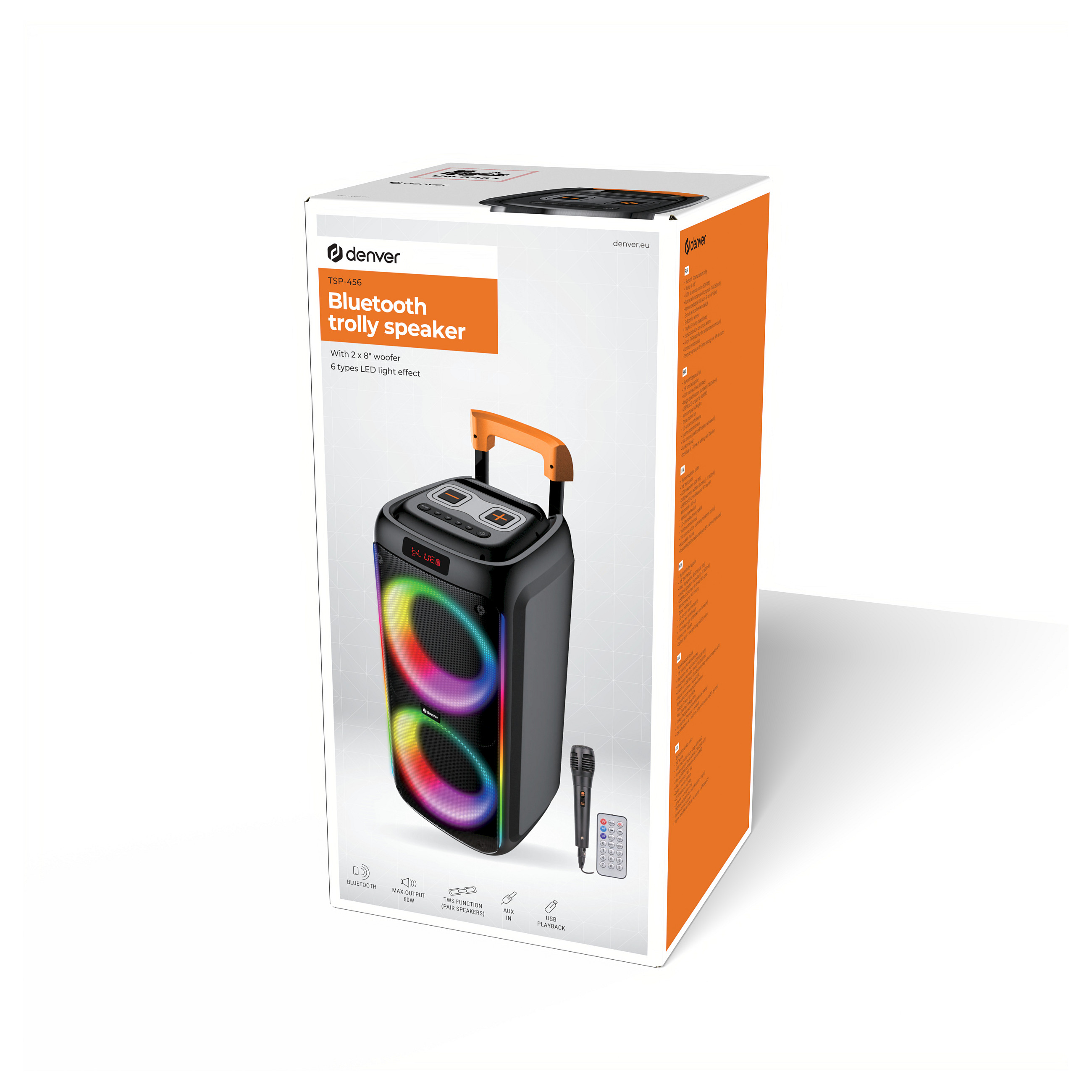 Prijenosni zvučnik DENVER TSP-456 (450W, Bluetooth, baterija)-4