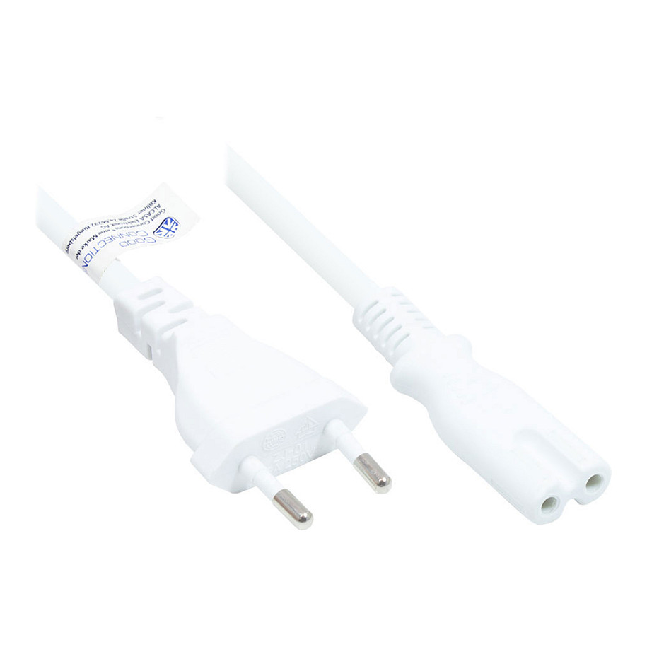 Strujni kabel GOOD CONNECTIONS Euro na C7, 1m, bijela boja-0
