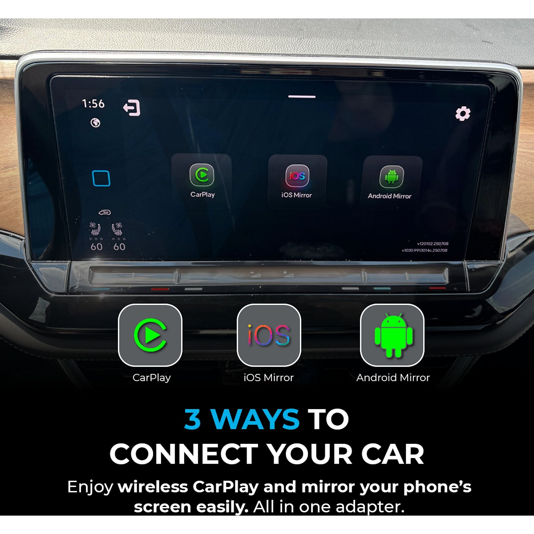 Adapter za auto AUTOSKY AMS-1 (bežični CarPlay, zrcaljenje ekrana, crna boja)-2