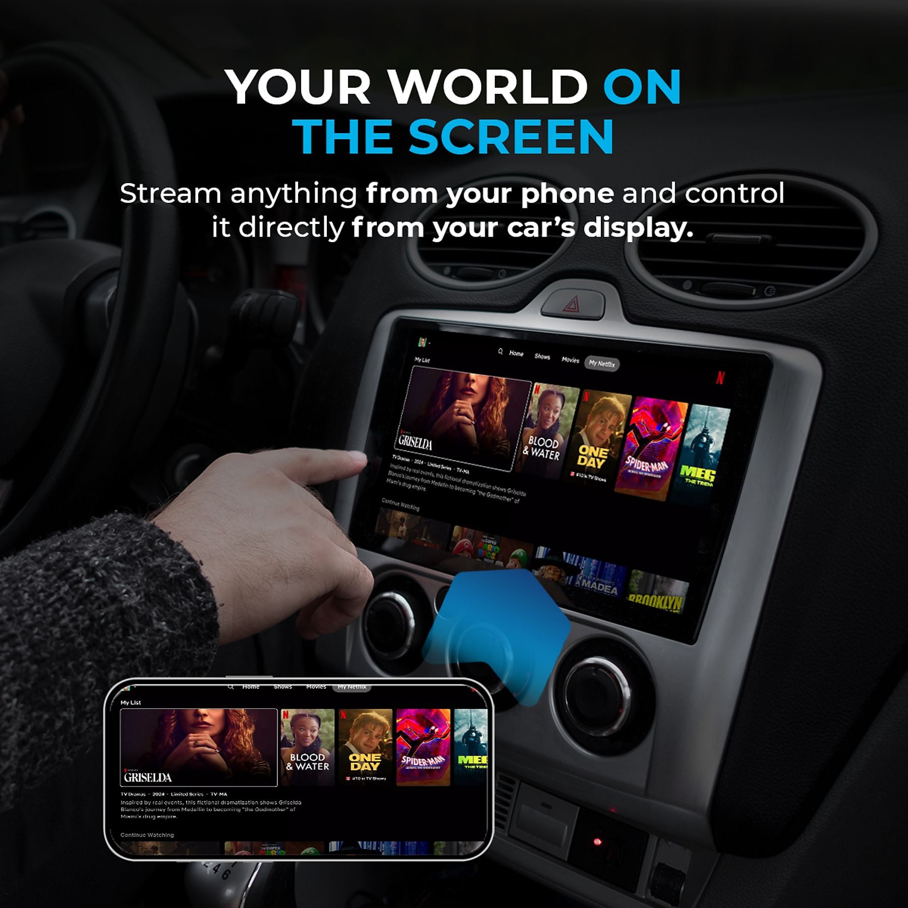 Adapter za auto AUTOSKY AMS-1 (bežični CarPlay, zrcaljenje ekrana, crna boja)-3