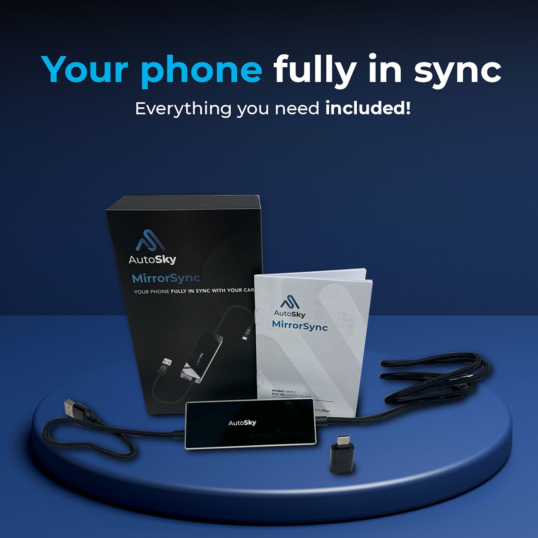 Adapter za auto AUTOSKY AMS-1 (bežični CarPlay, zrcaljenje ekrana, crna boja)-4