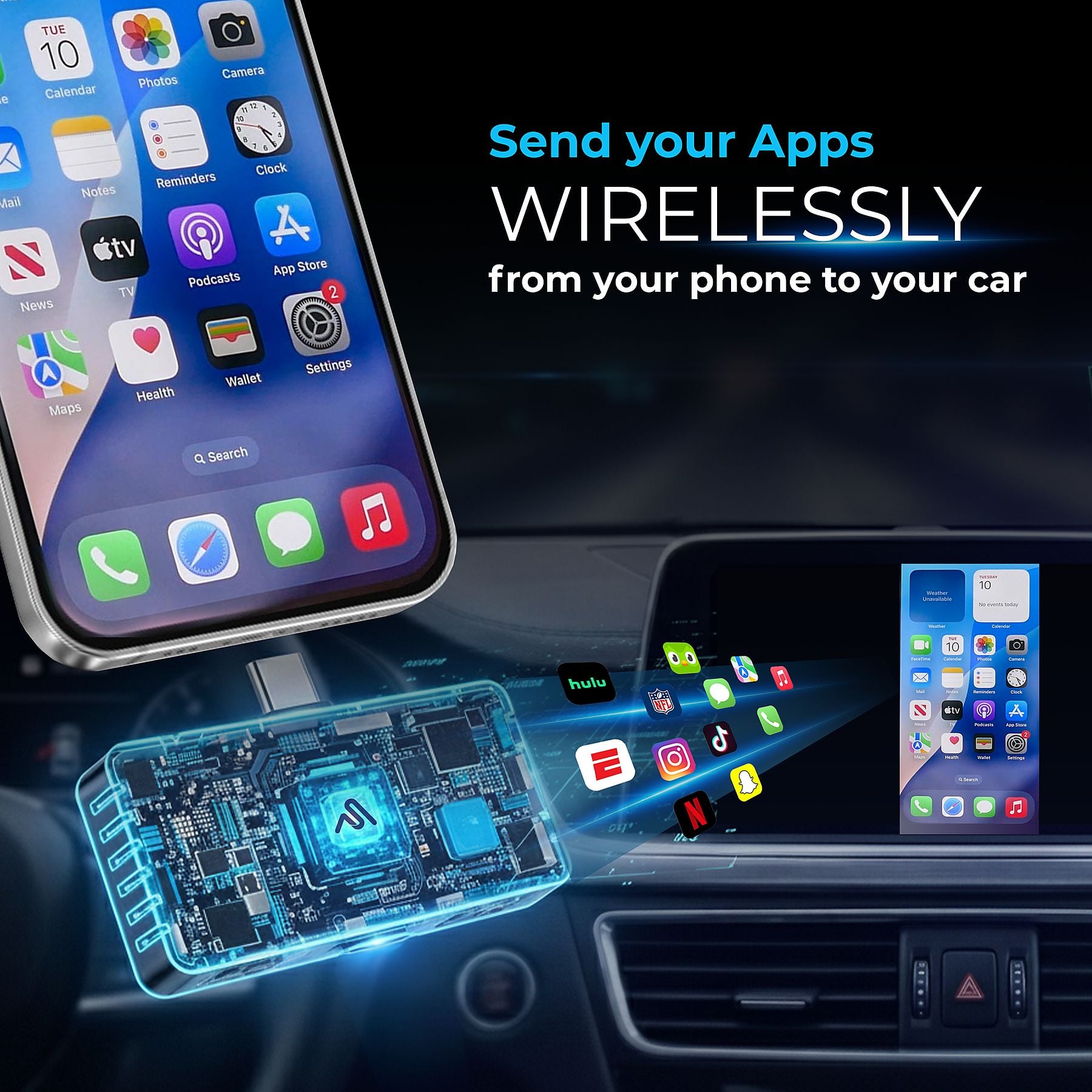 Bežični adapter AUTOSKY MirrorSync Wired AMS-2 (CarPlay, Android Auto, Screen Mirroring, USB-C)-2