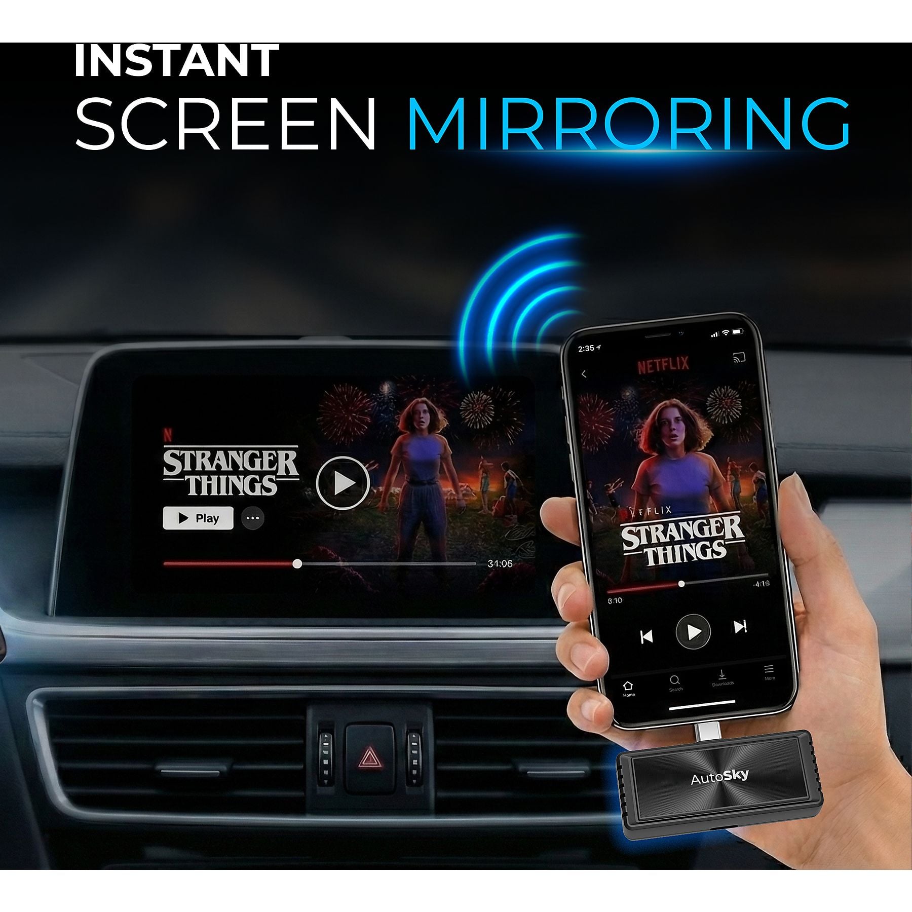 Bežični adapter AUTOSKY MirrorSync Wired AMS-2 (CarPlay, Android Auto, Screen Mirroring, USB-C)-5
