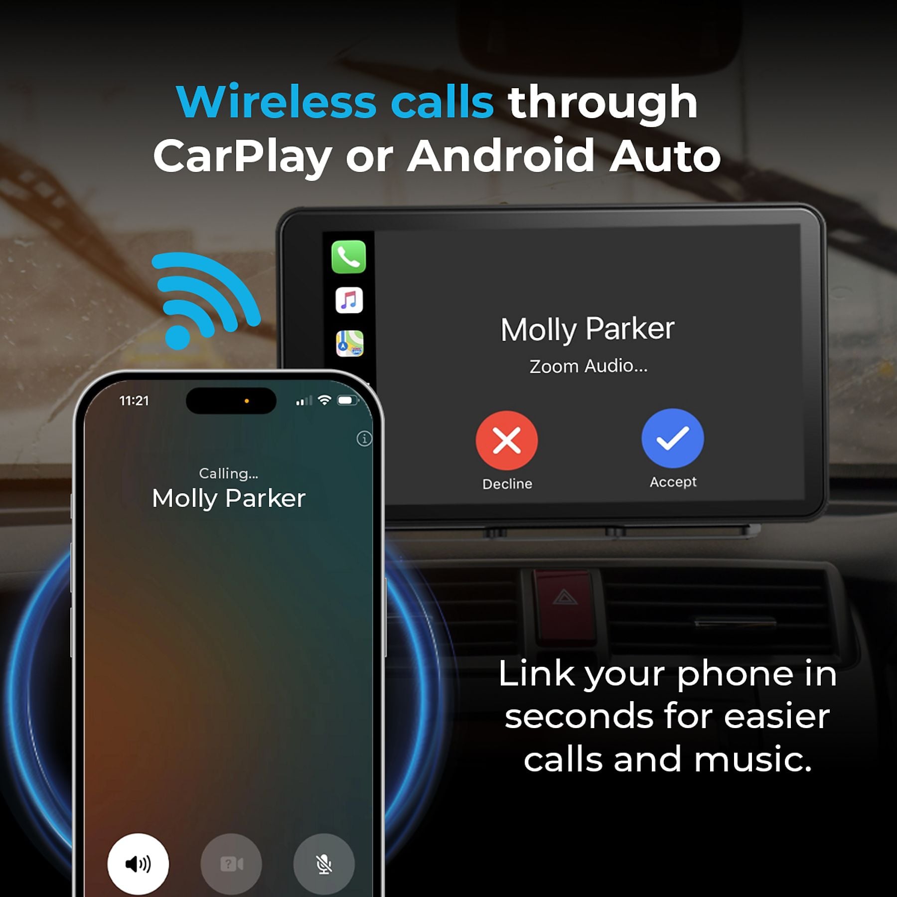Multimedijski zaslon za auto AUTOSKY APID-301 (7", CarPlay, Android Auto, Bluetooth, FM, stražnja kamera)-4