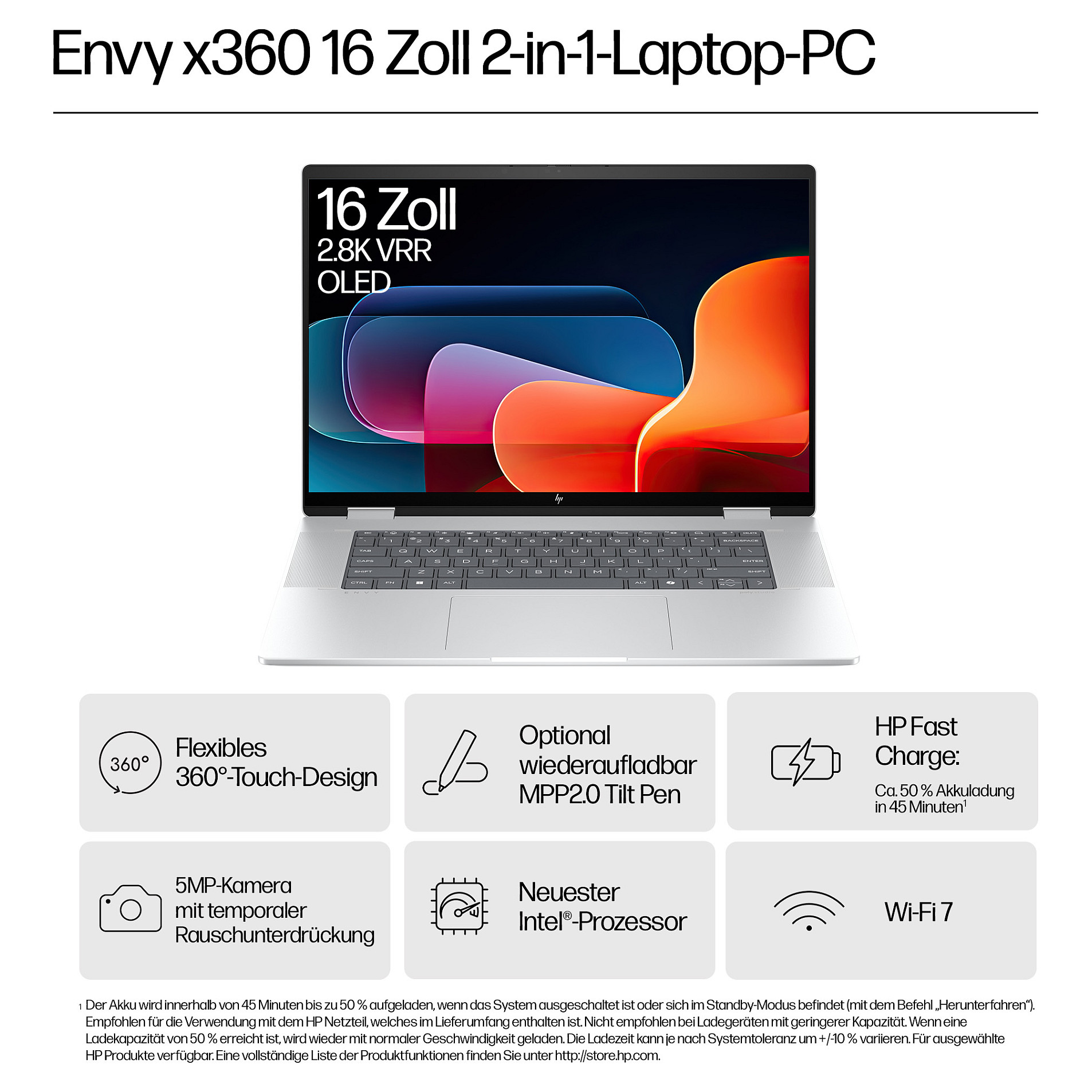 Laptop HP ENVY x360 16-ac0158ng (16", IPS Touch, WUXGA, Intel Core Ultra 5 125U, 16GB, 512GB SSD, Intel Graphics, Windows 11 Home, DE tipkovnica, Srebrna)-4
