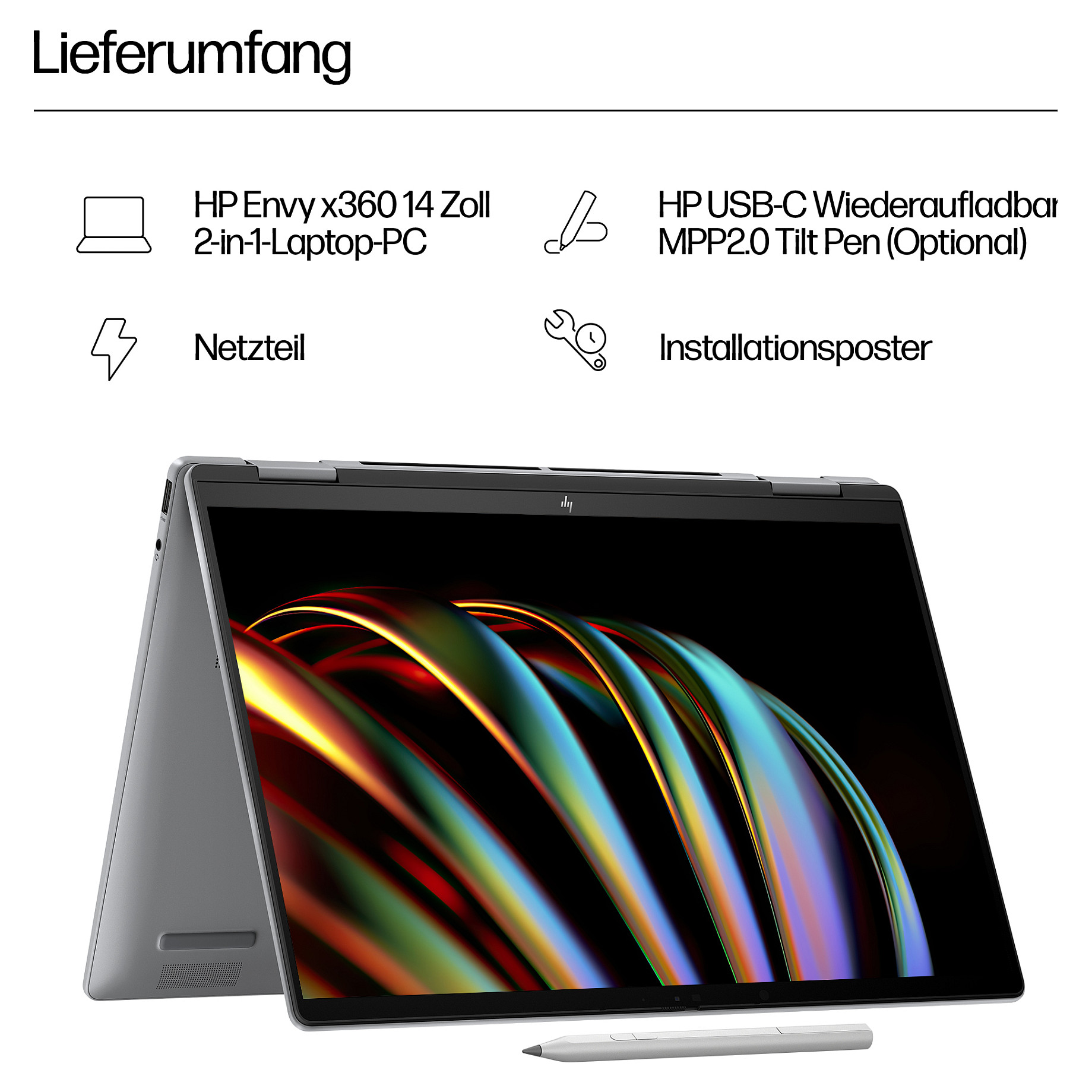 Laptop HP ENVY x360 14-fc0175ng (14", IPS Touch, WUXGA, Intel Core Ultra 7 155U, 16GB, 512GB SSD, Intel Graphics, Windows 11 Home, DE tipkovnica, Srebrna)-5