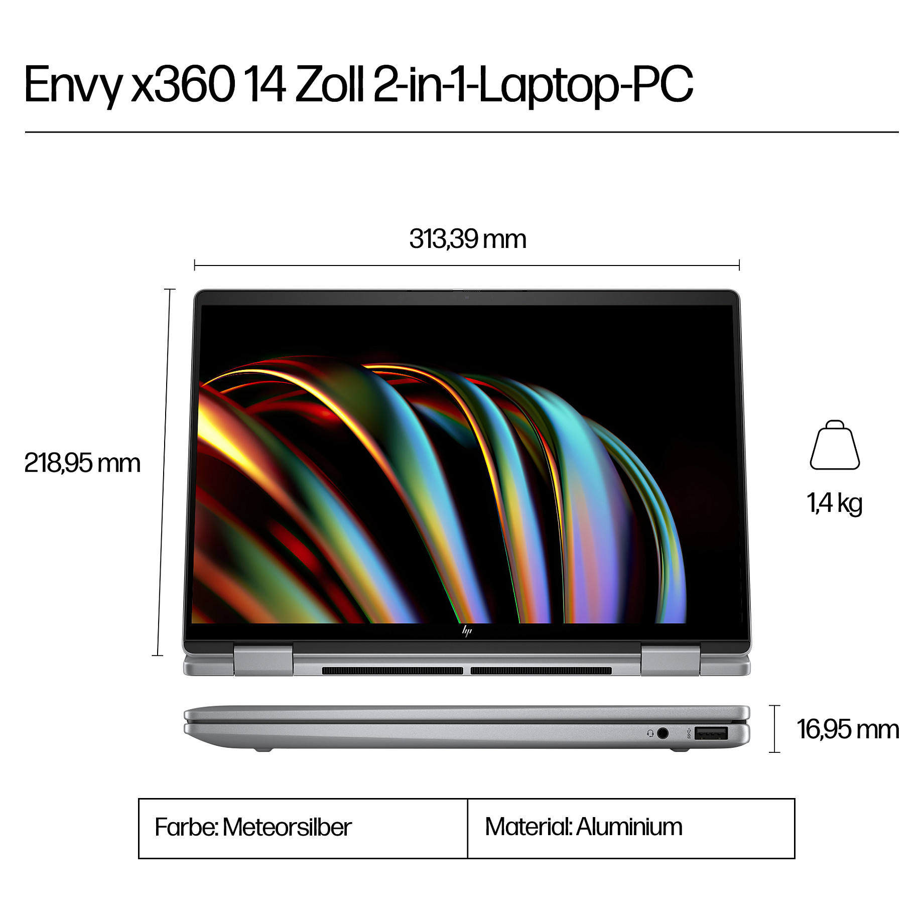 Laptop HP ENVY x360 14-fc0175ng (14", IPS Touch, WUXGA, Intel Core Ultra 7 155U, 16GB, 512GB SSD, Intel Graphics, Windows 11 Home, DE tipkovnica, Srebrna)-6