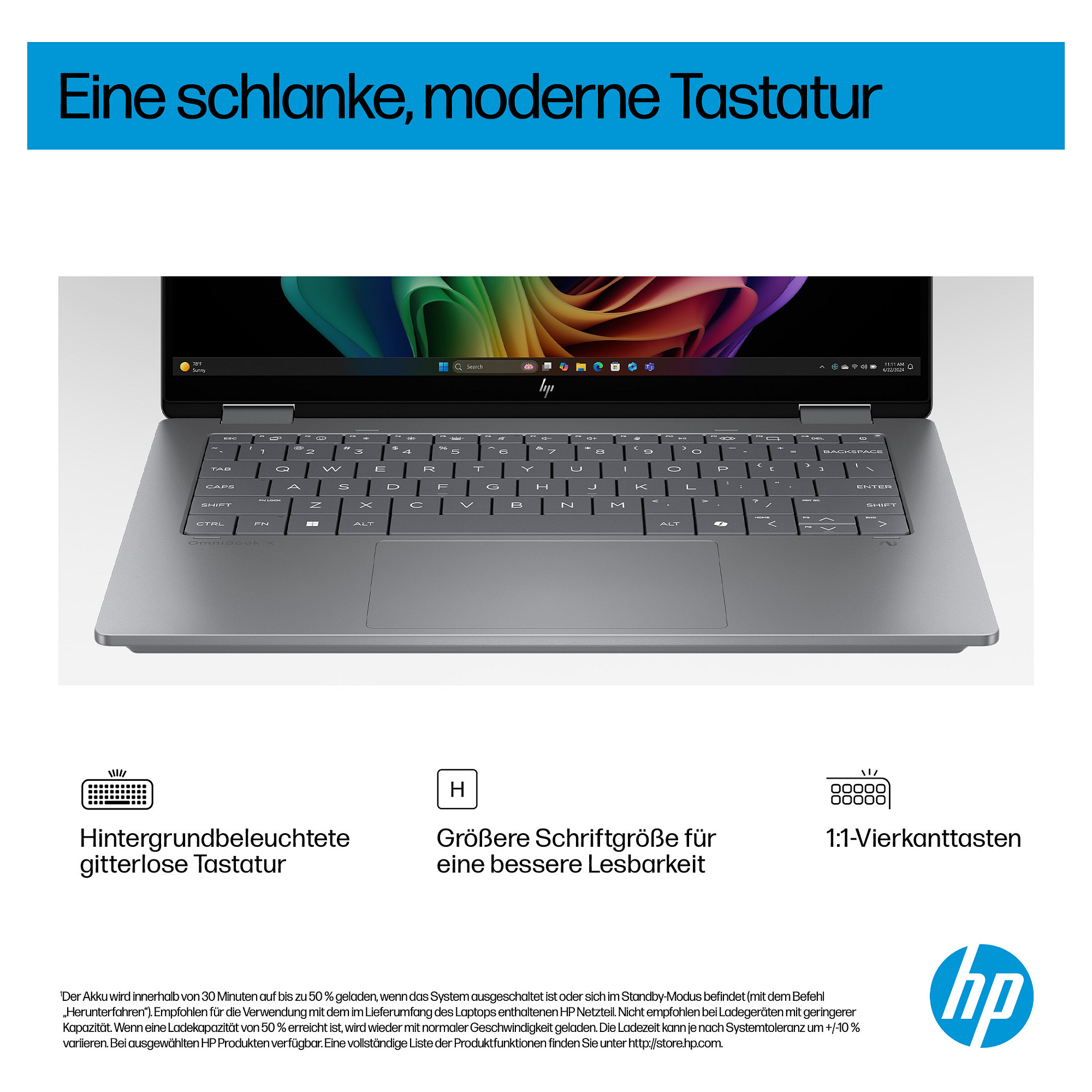 Laptop HP OmniBook X Flip 14-fk0154ng (14", OLED Touch, 3K, AMD Ryzen AI 5 340, 16GB, 512GB SSD, AMD Radeon Graphics, Windows 11 Home, DE tipkovnica, Srebrna)-11