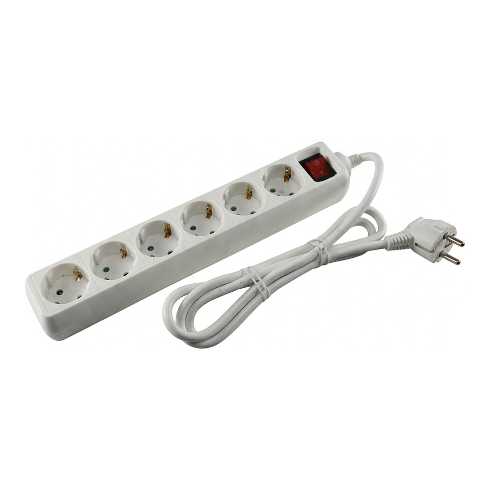 Produžni kabel GOOBAY sa 6 utičnica i prekidačem, 1.4m, bijela boja