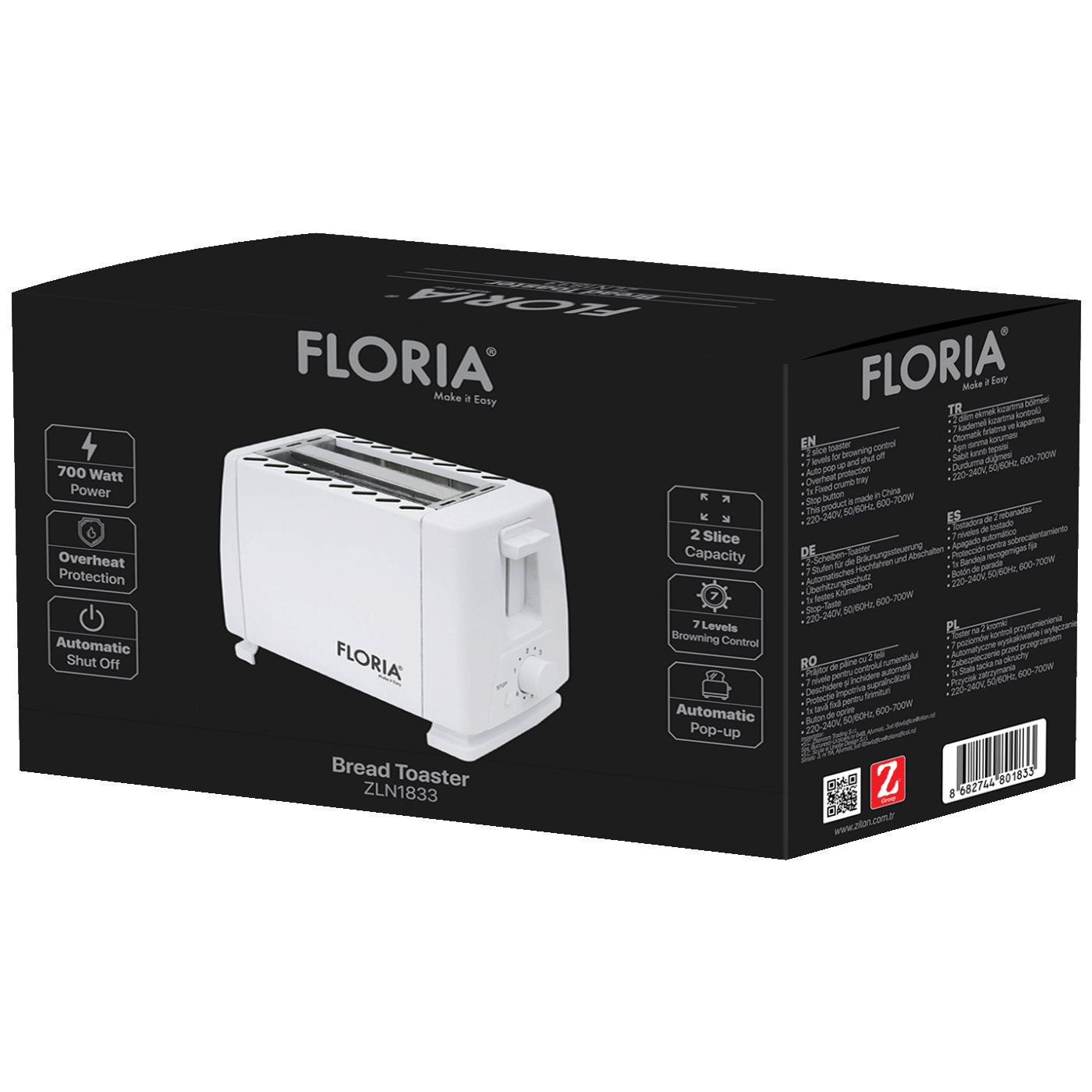 Toster ZILAN ZLN1833 (700 W, 2 utora)-1