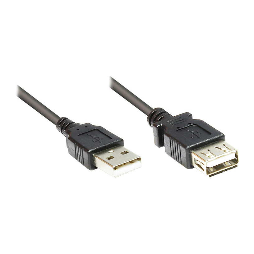 USB 2.0 produžni kabel GOOD CONNECTIONS A-M na A-Ž, 0.15m, crna boja-0
