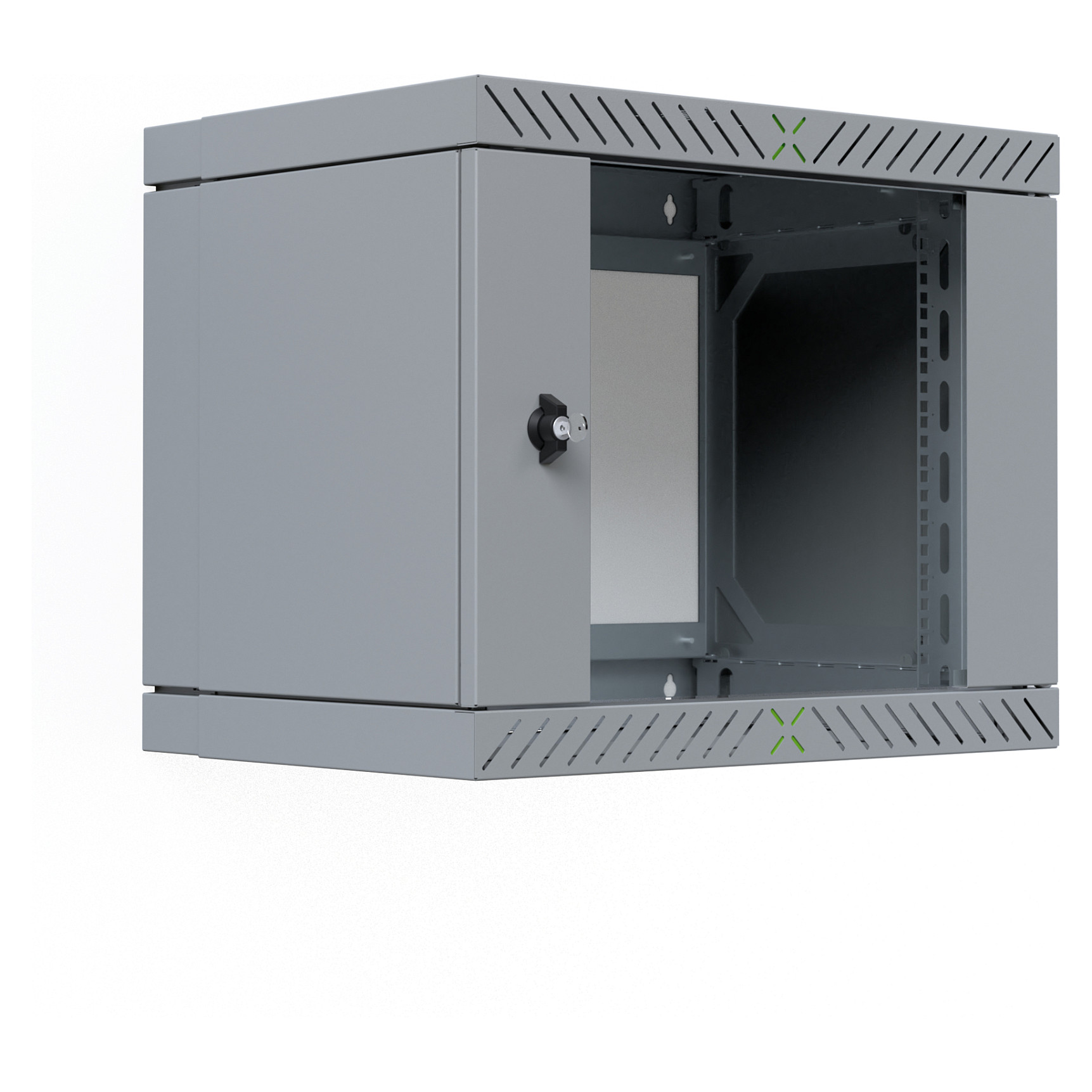 Zidni ormar EFB ELEKTRONIK 19" X-Rack sa staklenim vratima, 9U, dubina 400-600mm, siva boja