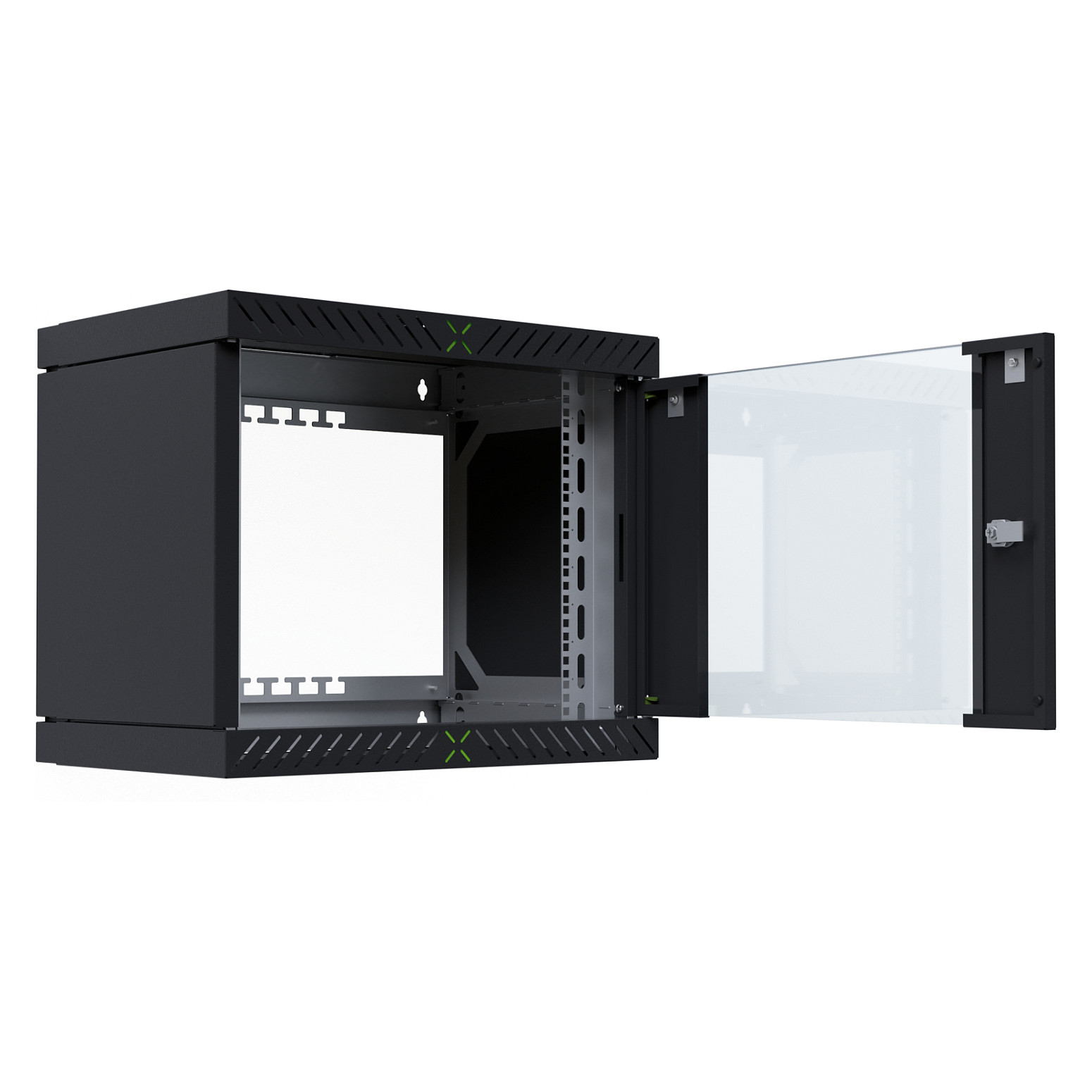 19" WandgehÃ¤use X-Rack mit GlastÃ¼r 400-600mm 9HE schwarz-1