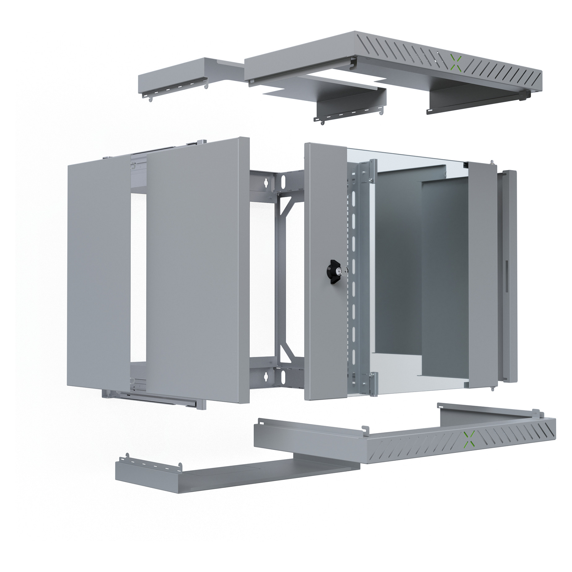 Zidni ormar EFB ELEKTRONIK 19" X-Rack sa staklenim vratima, 12U, 400-600mm, siva boja-2