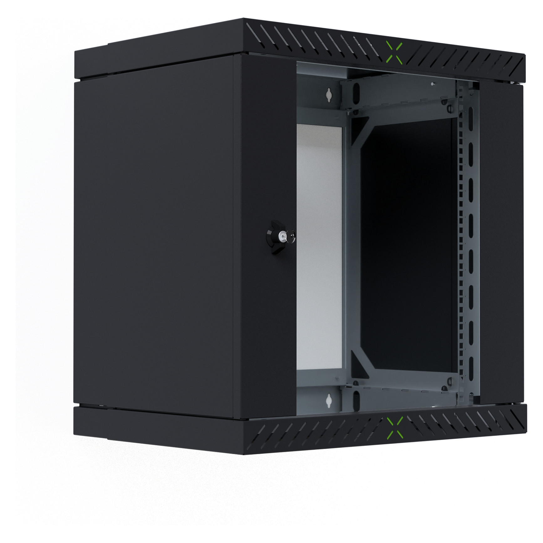 Zidni ormar EFB ELEKTRONIK X-Rack 19", staklena vrata, 12U, dubina 400-600mm, crna boja-0
