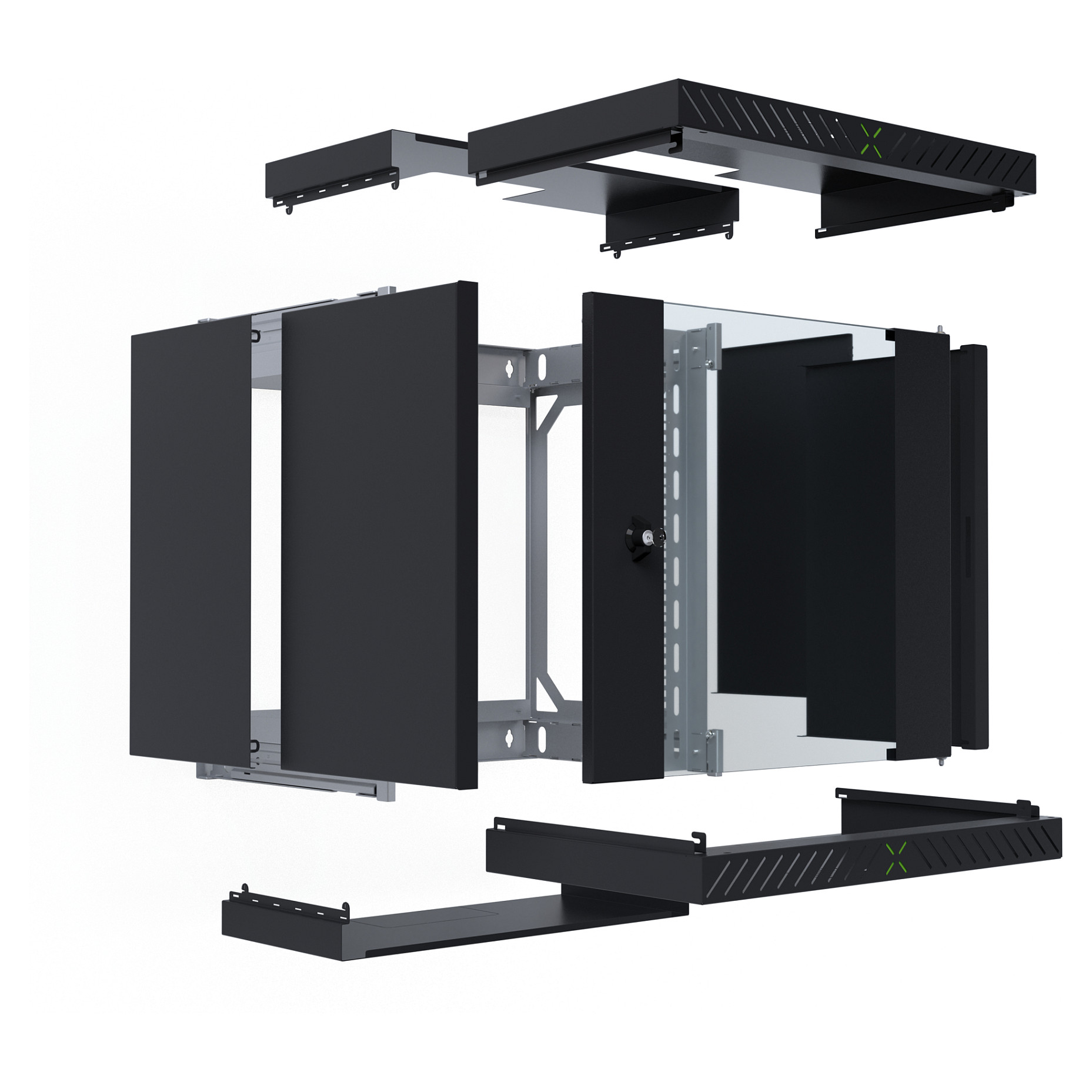 Zidni ormar EFB ELEKTRONIK X-Rack 19", staklena vrata, 12U, dubina 400-600mm, crna boja-2