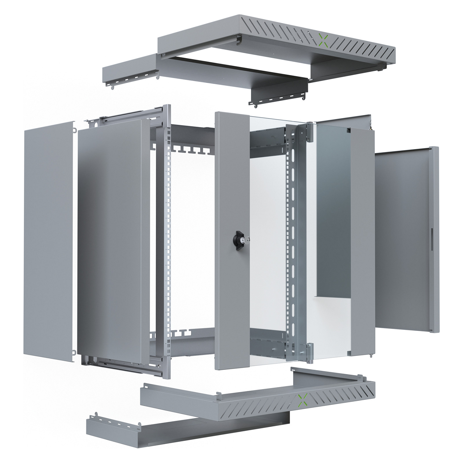 Zidni ormar EFB ELEKTRONIK 19" X-Rack sa staklenim vratima, 15U, dubina 400-600mm, siva boja-2
