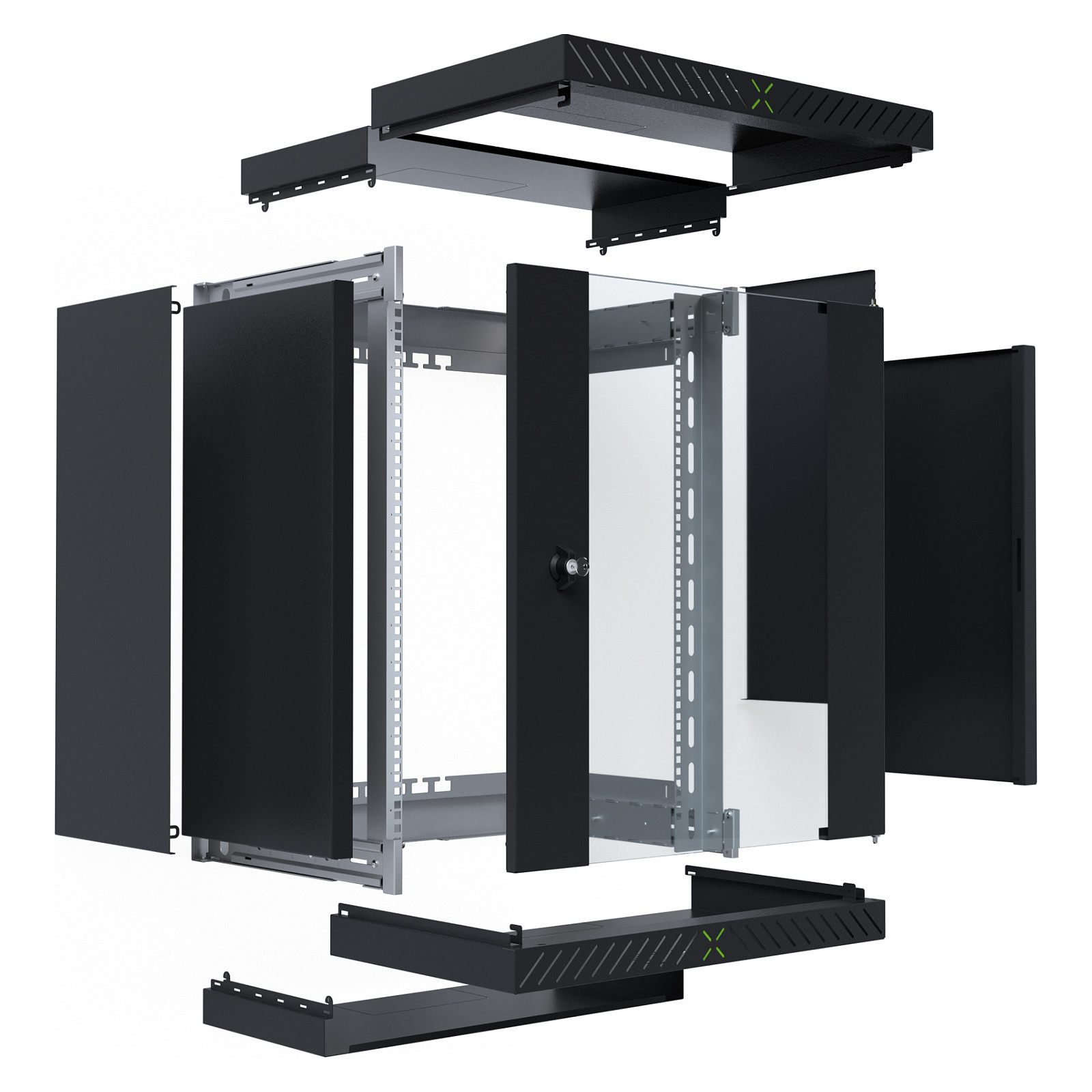 Zidni ormar EFB ELEKTRONIK 19" X-Rack sa staklenim vratima, 15U, 400-600mm, crna boja-2