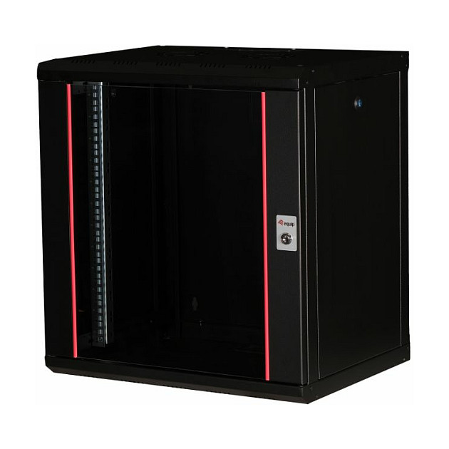 Zidni komunikacijski ormar EQUIP 19", 12U, staklena vrata, 600x450mm, crna boja-0