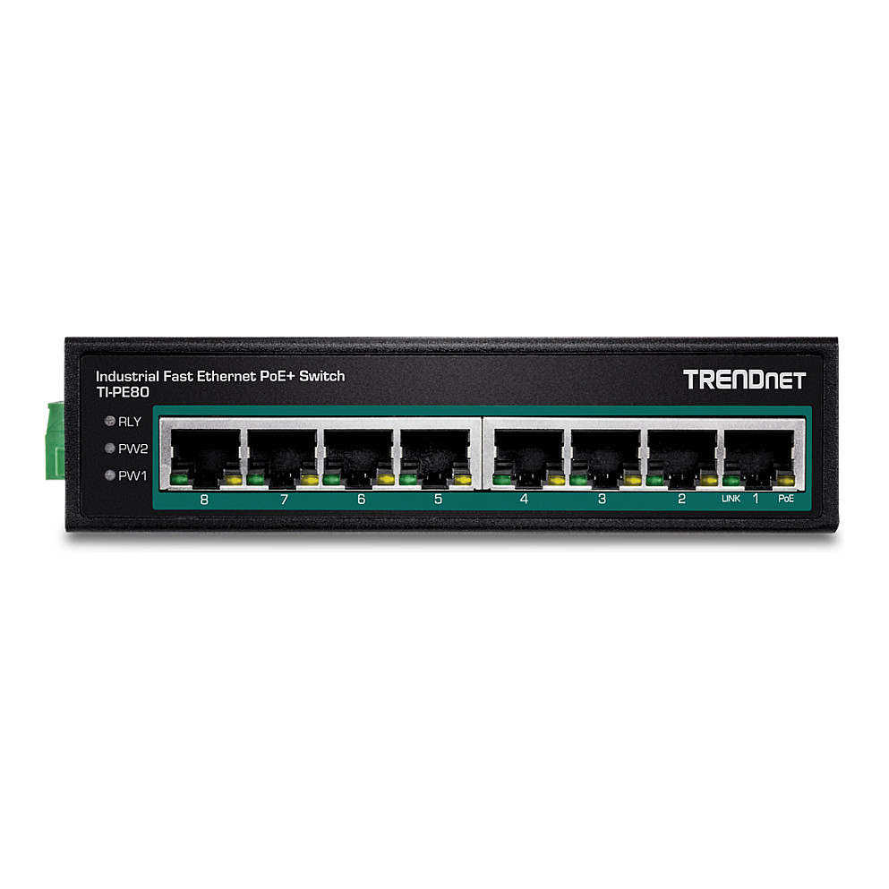 TRENDnet TI-PE80 8-Port Industrial Fast Ethernet PoE+ DIN-Rail Switch-2