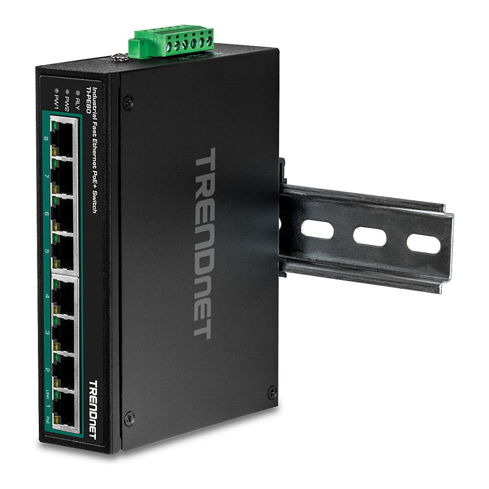 TRENDnet TI-PE80 8-Port Industrial Fast Ethernet PoE+ DIN-Rail Switch-6