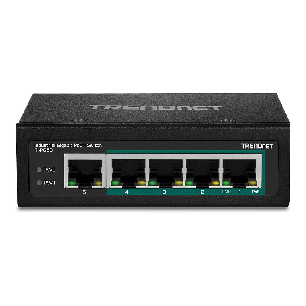 TRENDnet TI-PG50 5-Portni Industrijski Gigabitni PoE+ DIN-Rail Switch-1