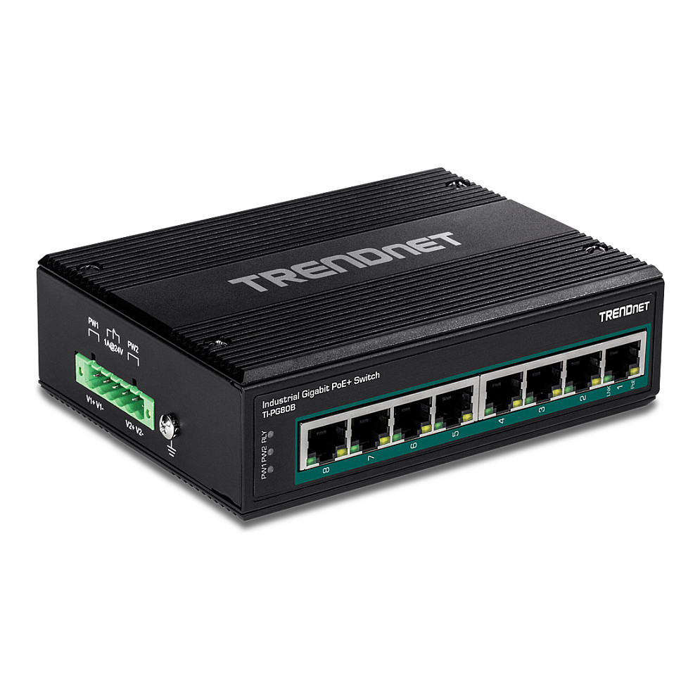 TRENDnet TI-PG80B 8-Portni Industrijski Gigabitni PoE+ Switch za DIN šinu-2
