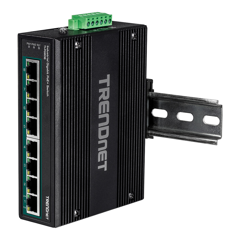 TRENDnet TI-PG80B 8-Portni Industrijski Gigabitni PoE+ Switch za DIN šinu-5